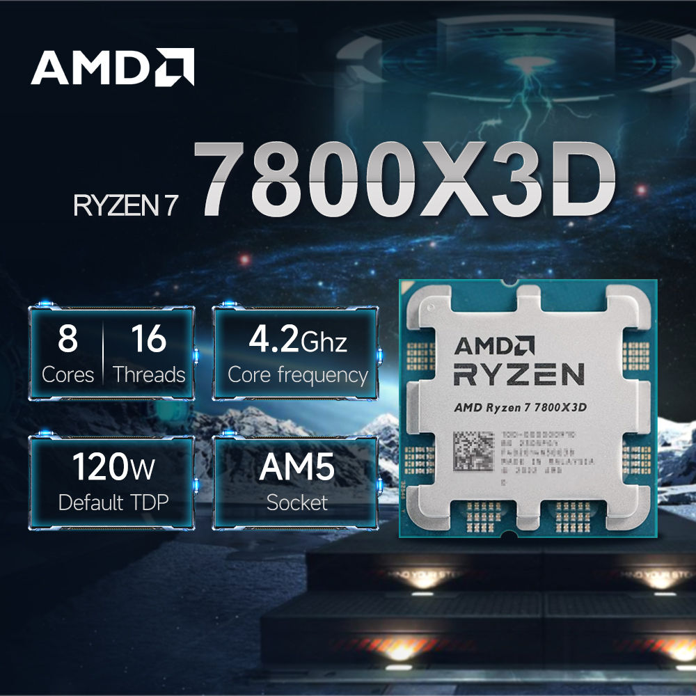 New AMD Ryzen 7 7800X3D 4.2GHz 8-Core 16-Thread L3=96M Processor R7 7800X3D Sock