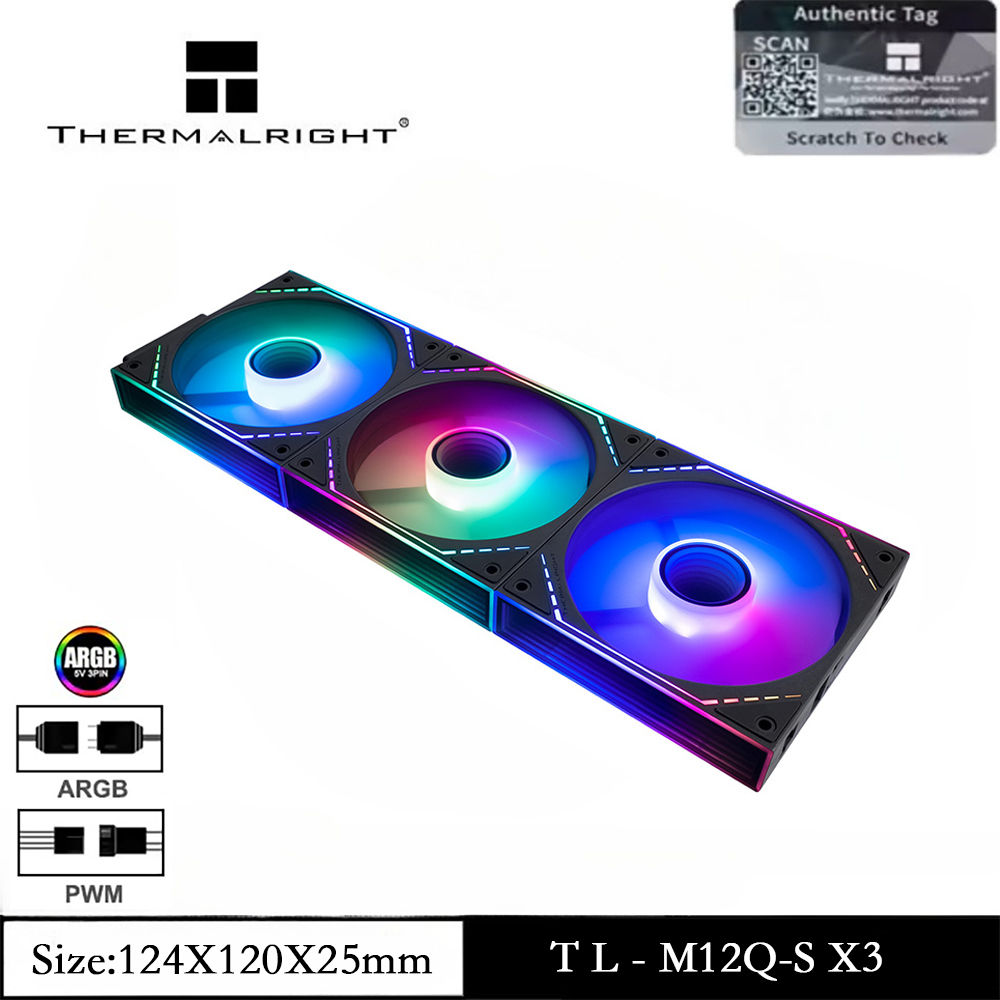 Thermalright TL-M12Q-S X3 Computer Case Fan, ARGB 120mm PC Case Fan/Daisy Chain/