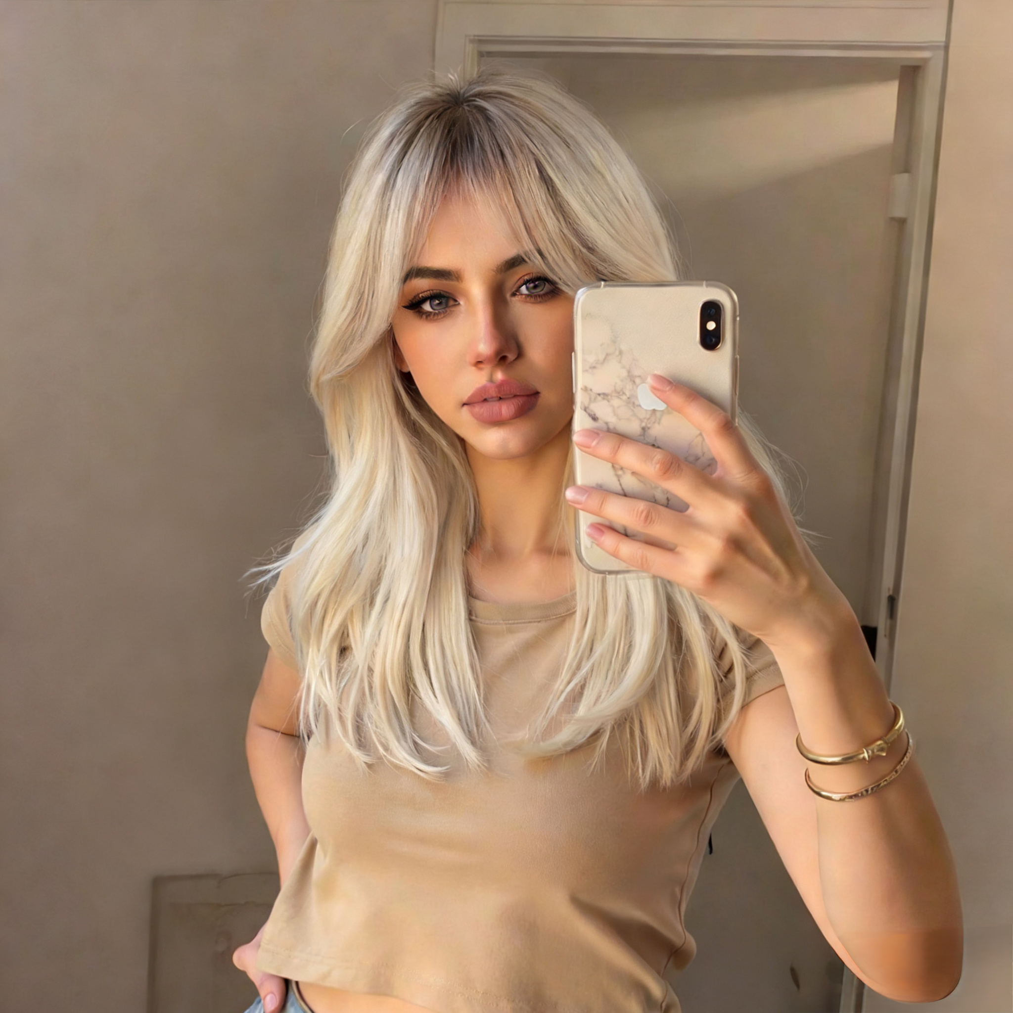 J122 Platinum Blonde Long Curly Wig