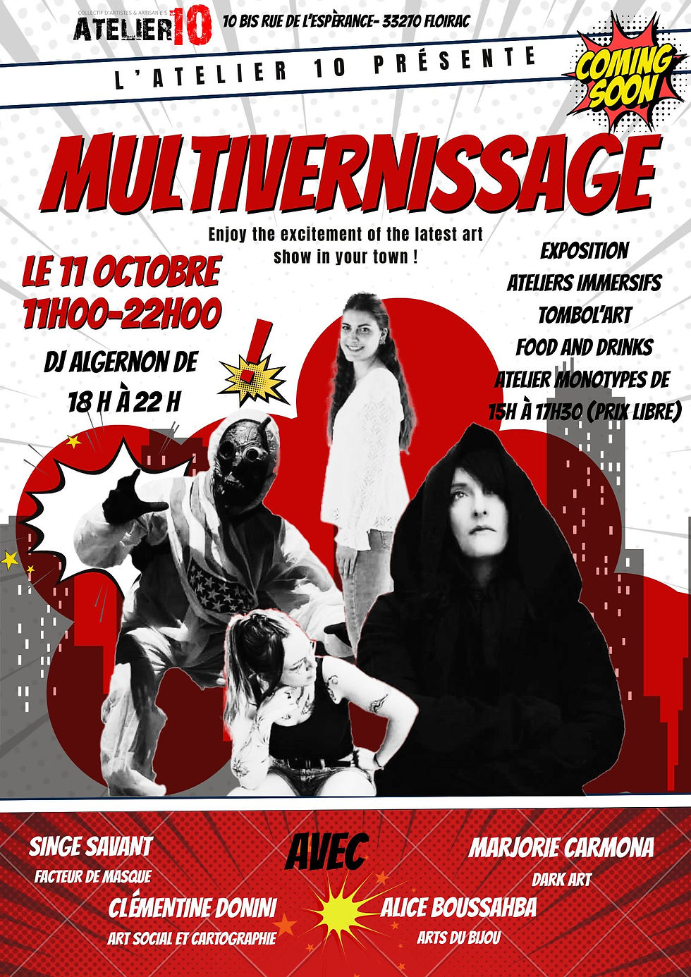 Multivernissage Marjorie Carmona, Singe Savant, Clémentine, Alice