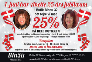 25 års jubilæum = 25% rabat