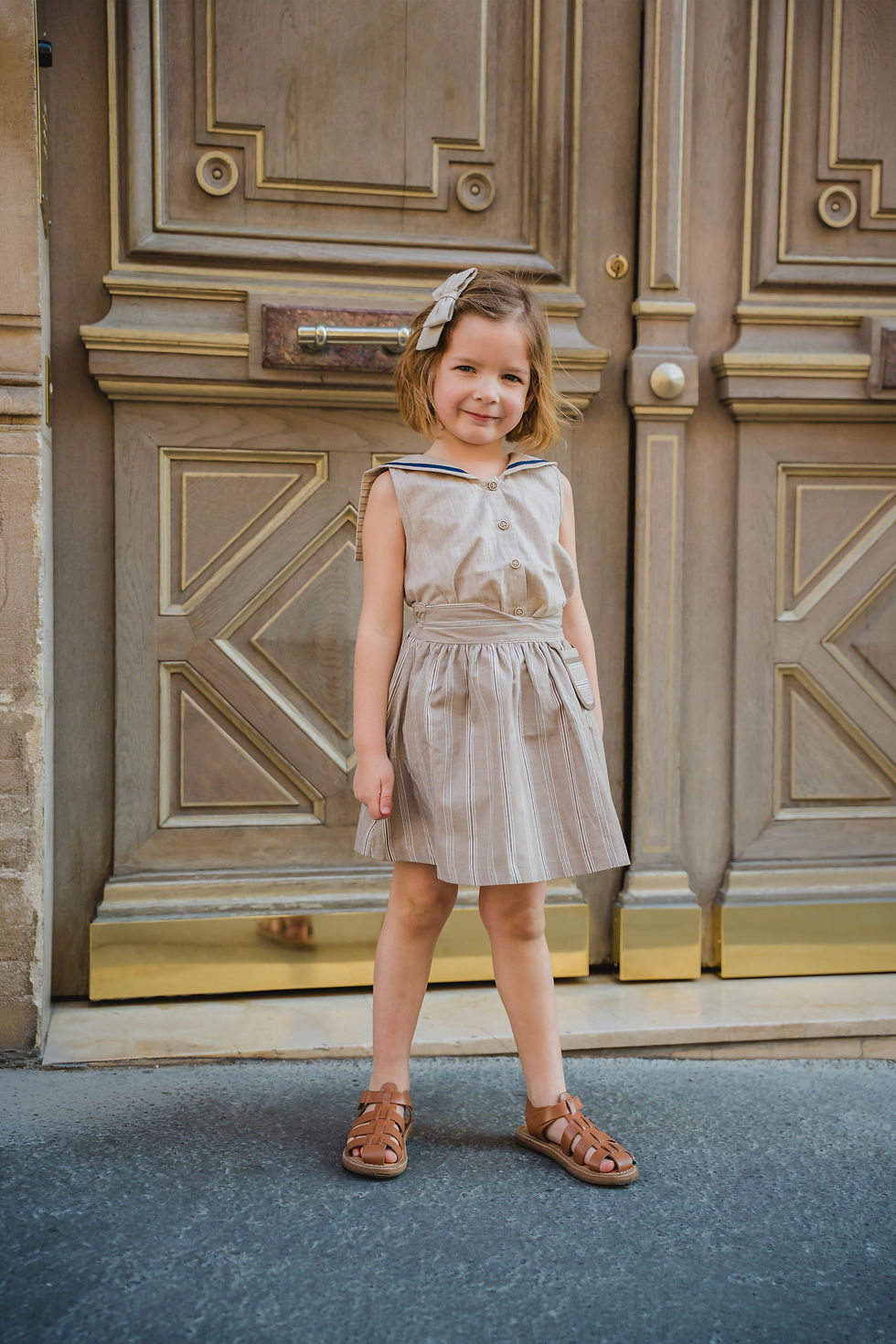 サムネイル： 【pre-oder】Maison Marelle | Skirt TOURNON  - dark beige stripes