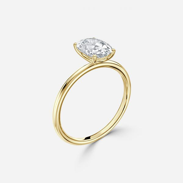 Miniaturbild: Alma - Oval Diamond Solitärring - Gelbgold