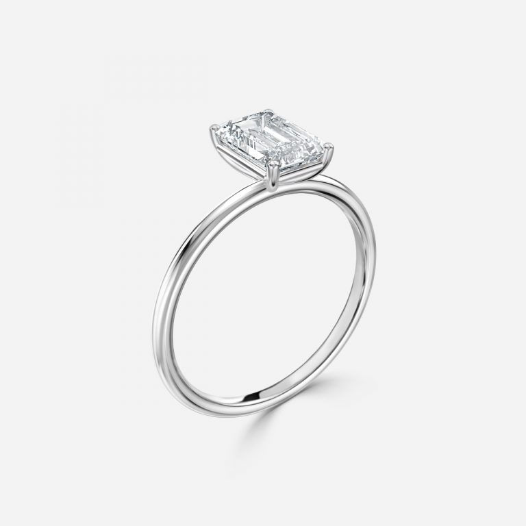 Miniaturbild: Alma - Emerald Diamond Solitärring - Weissgold