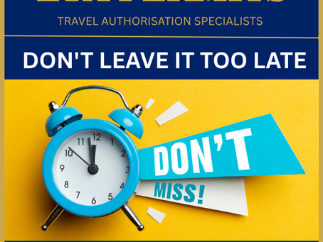 Alarm clock with Don't Miss text - apply for your travel authorisation early