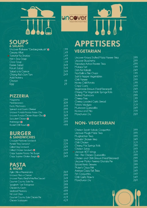 Menu of Cafe Uncover