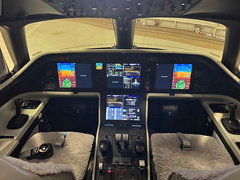 Modern aircraft cockpit with digital displays