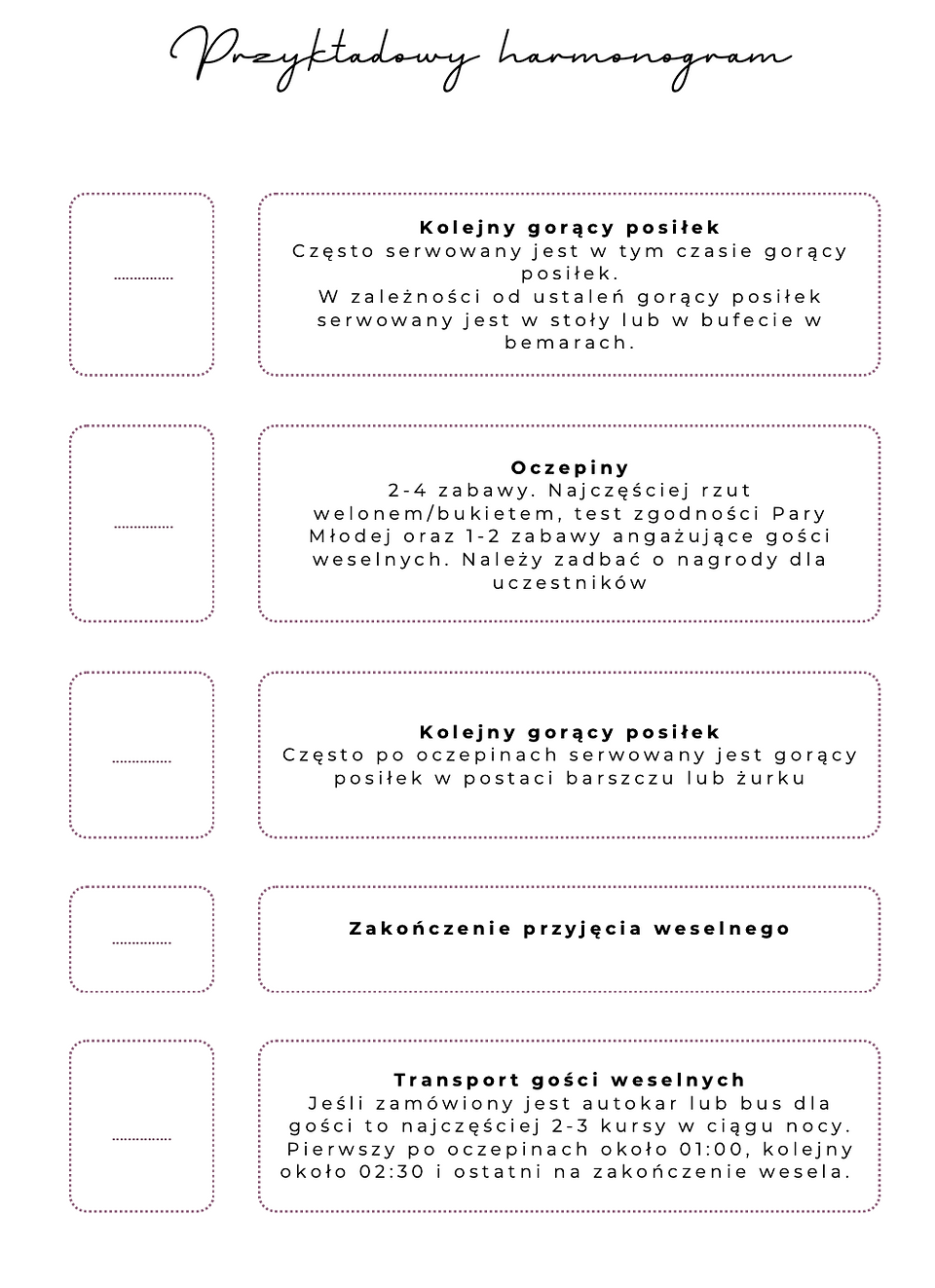 Scenariusz dnia ślubu