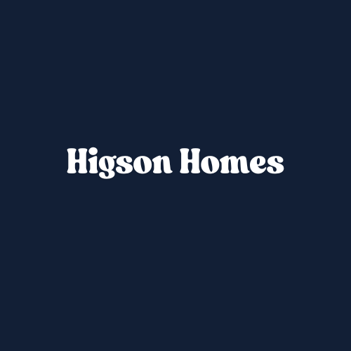 Higson Homes logo on a dark blue background