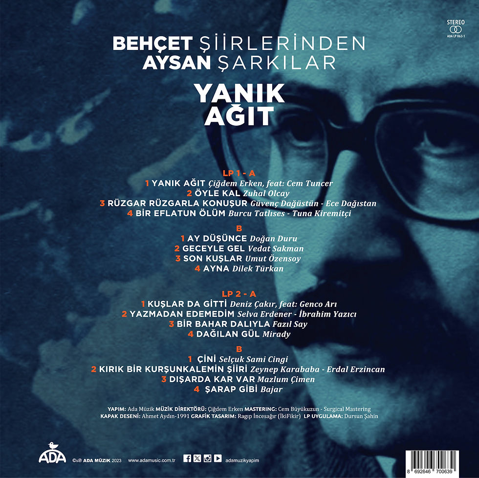 Yanık Ağıt: Behçet Aysan Şiirlerinden Şarkılar - Çeşitli Sanatçılar (2 Plak) plak
