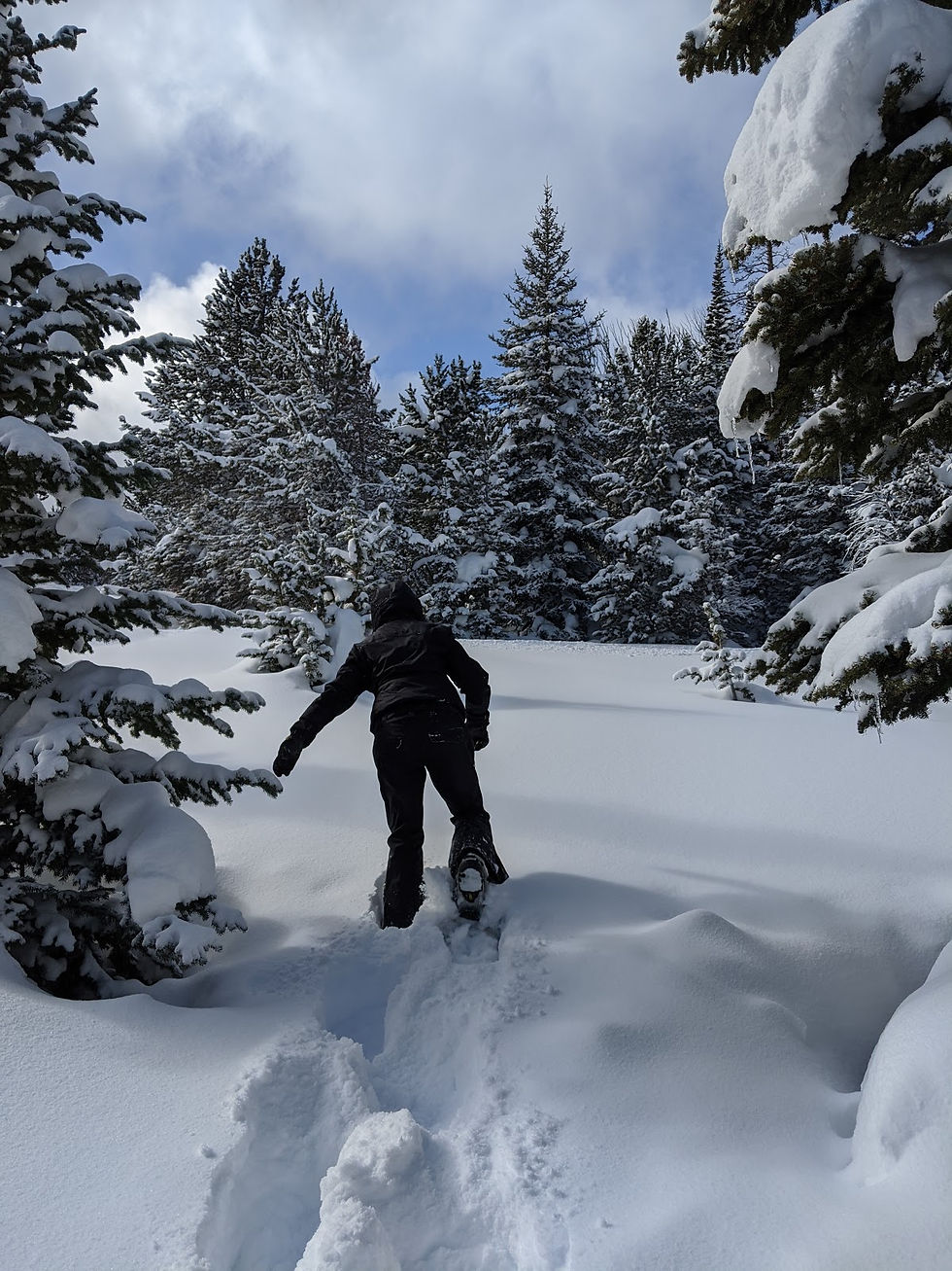 Back country mountain snowshoeing in Big Sky, Montana. Not for the faint of heart!