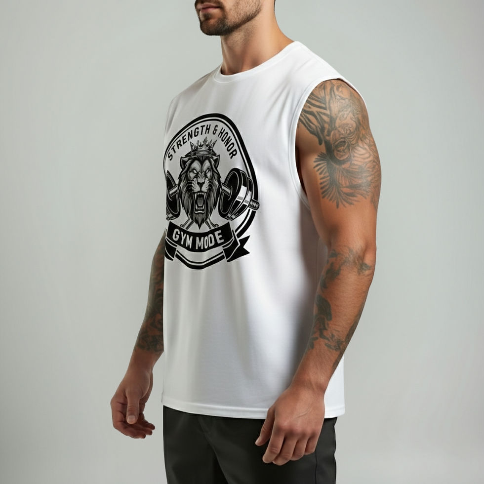 Miniatura: Camiseta regata masculina com estampa de leão, algodão premium 30.1,