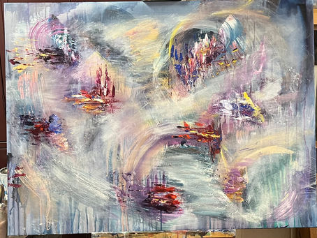 Abstract acrylic painting process post