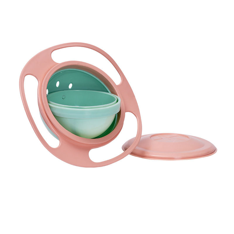 Thumbnail: 1pc Magic Gyro Bowl Outdoor Splash Proof Bowl With Lid Plastic Creative Plate Pr