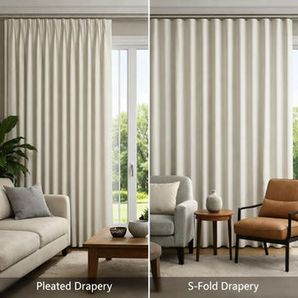 Drapery design in Calgary home. Pleated vs S-Fold