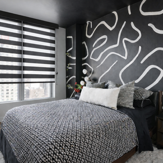 Zebra Blinds in a Calgary bedroom