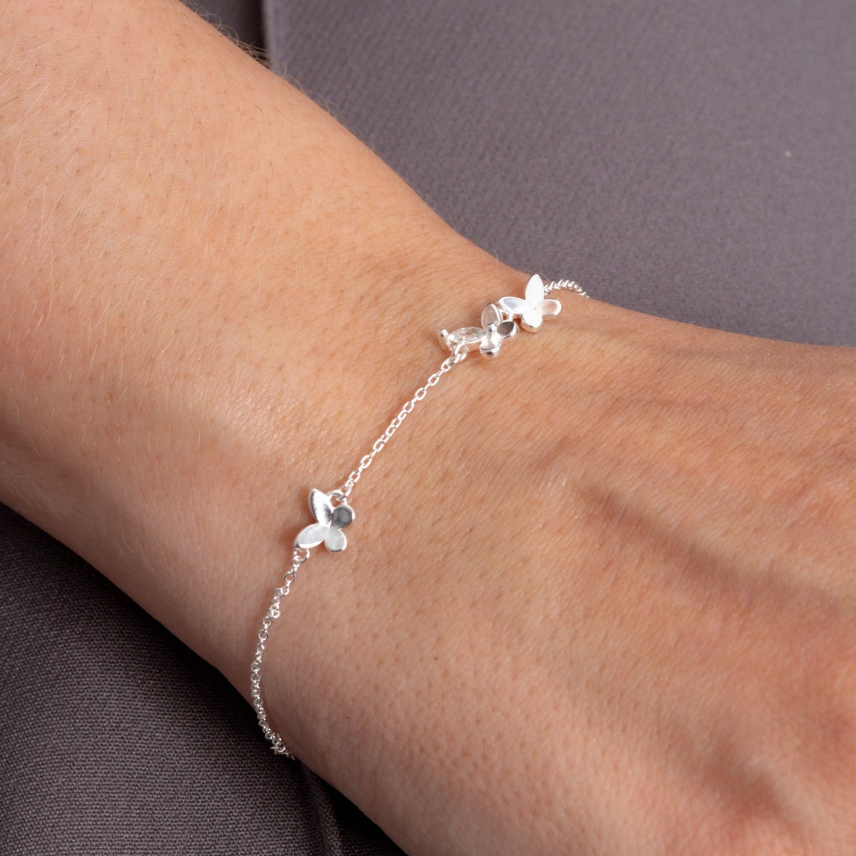 Pulseira Borboletas em Prata 925