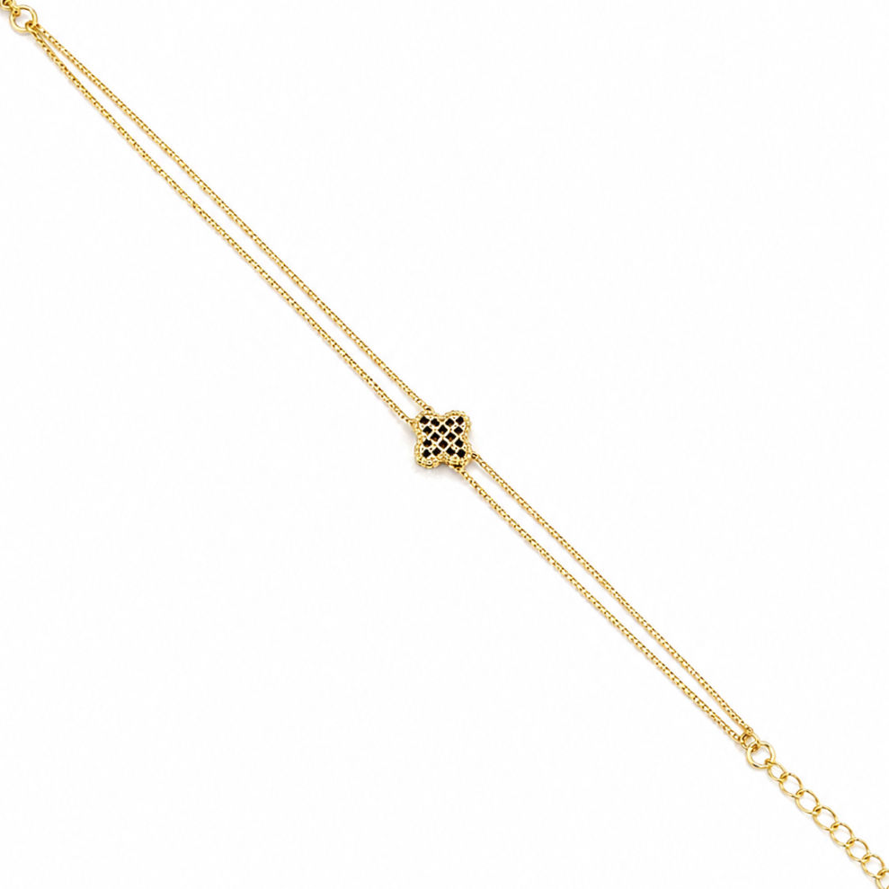 Pulseira Dupla com Trevinho Preto