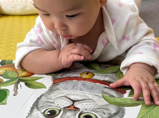 Baby looking at cat pic.jpeg