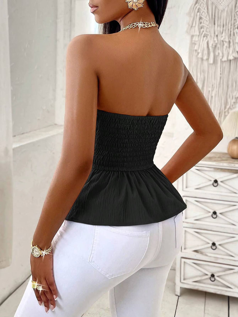 Thumbnail: Womens Fashion Black Top
