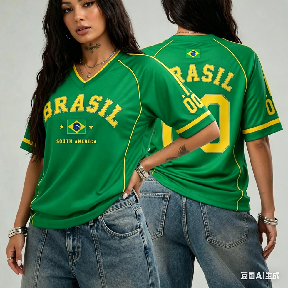 Thumbnail: Women's Brazil 00 Print V-Neck Short Sleeve T-Shirt 