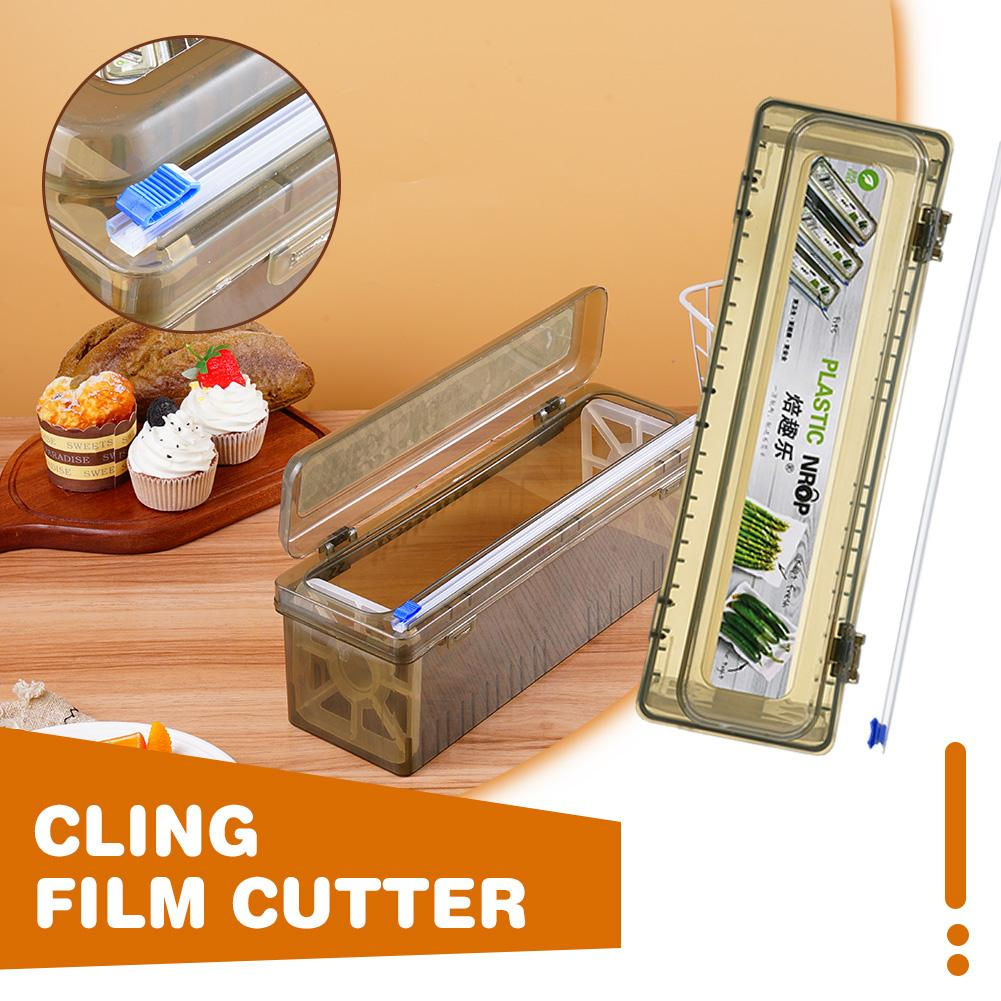 Plastic Wrap Dispenser with Cutter – Food Film Storage & Easy-Cut Organizer