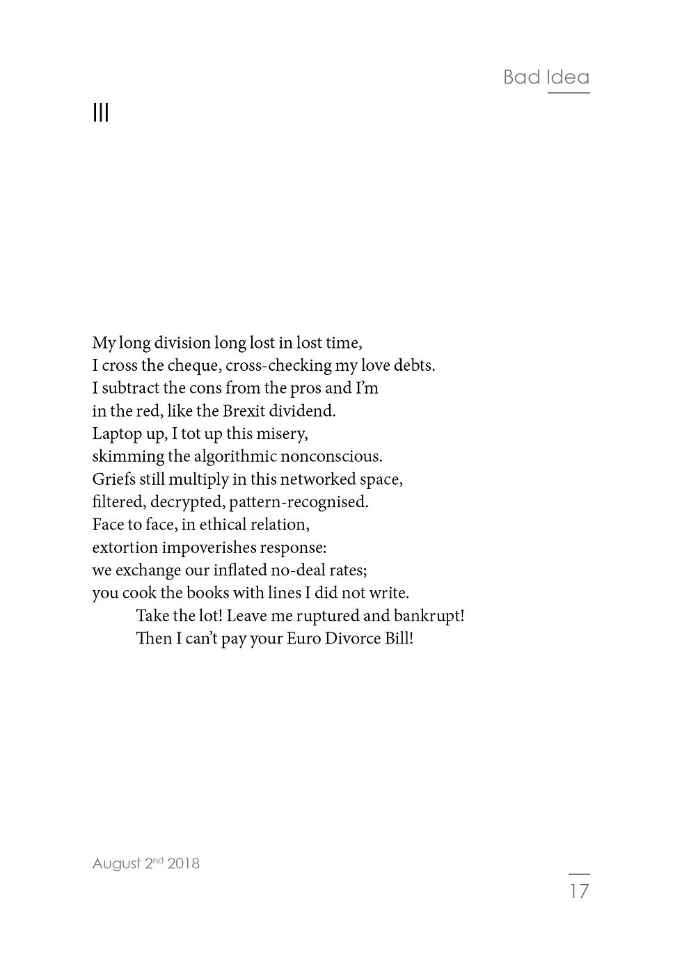 Thumbnail: 'Bad Idea' by Robert Sheppard (102 pages)