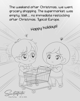 Draw My Day by Suillustrator: Grocery Shopping After Christmas