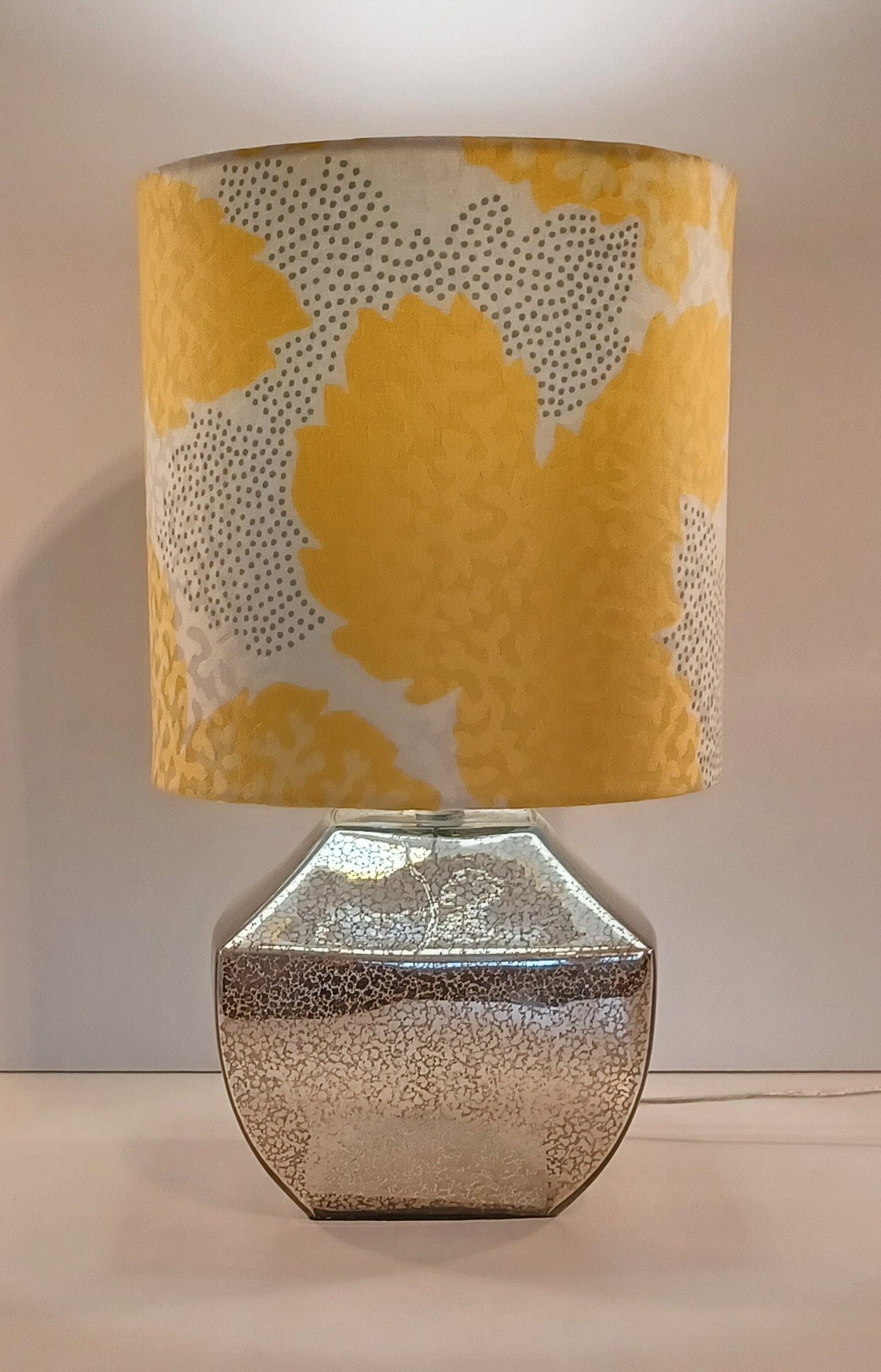 Silver Glass Lamp with Chintz Shade