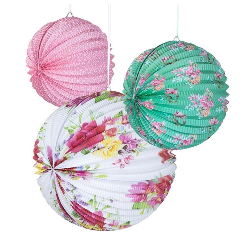 Floral vintage Papier Laternen set