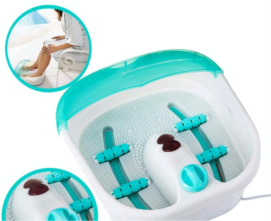 Bacia massageadora para os pés. Relaxamento para os pés.