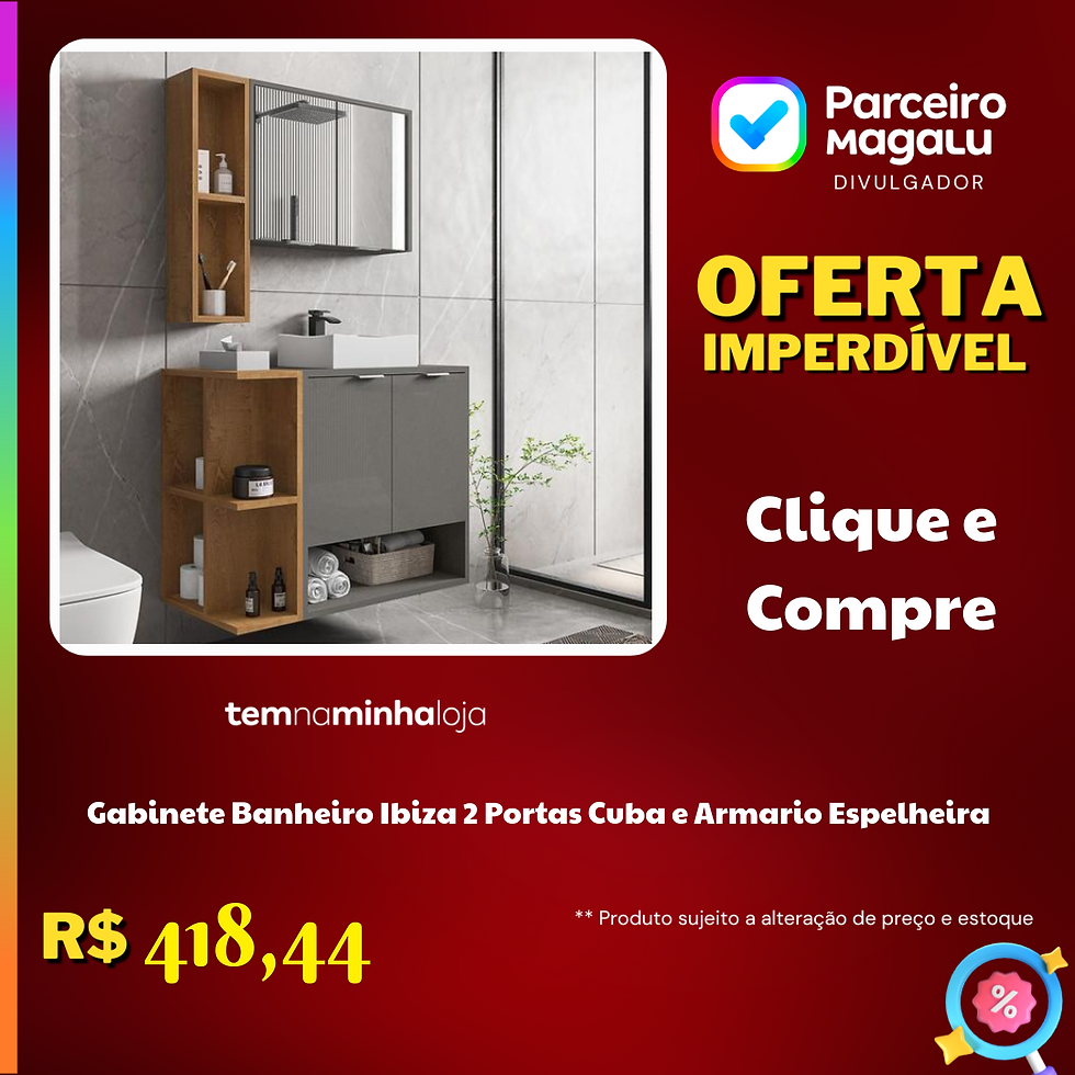 Gabinete Banheiro Ibiza 2 Portas Cuba e Armario Espelheira