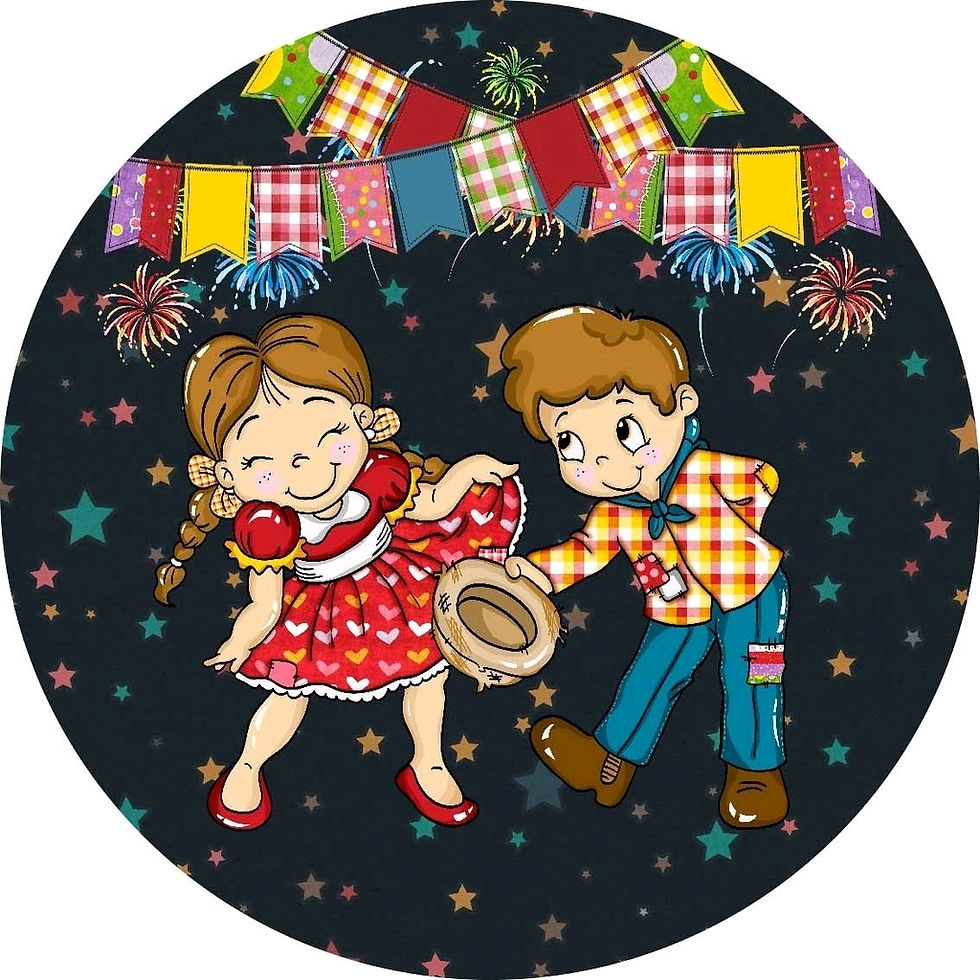 Painel de Festa Redondo Tema Festa Junina em Tecido