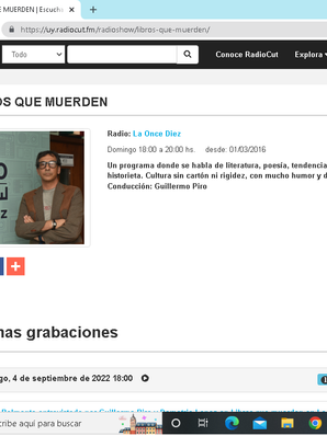 Ercole Lissardi entrevistado por Guillermo Piro para Libros que muerden, La Once Diez