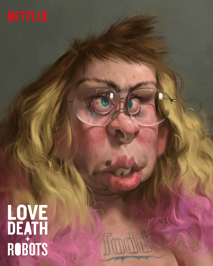 Concept illustration of Margie, for the Netflix series Love death and robots.