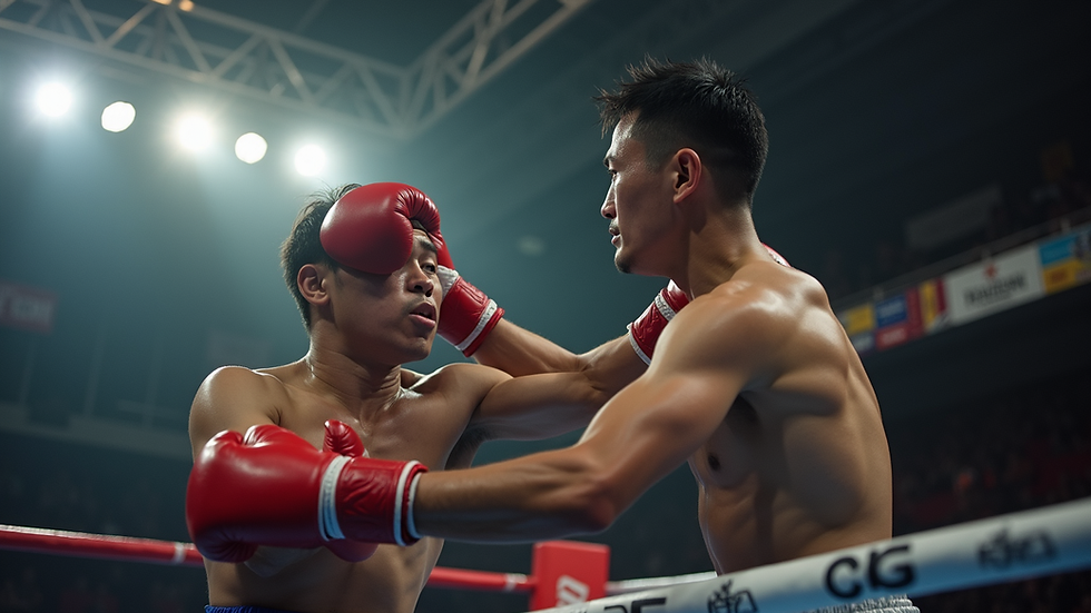 Actionbilde fra World Boxing Cup i Guiyang City, Kina
