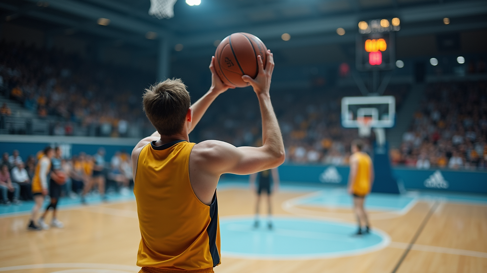 Nærbilde av basketballkamp i europeisk turnering