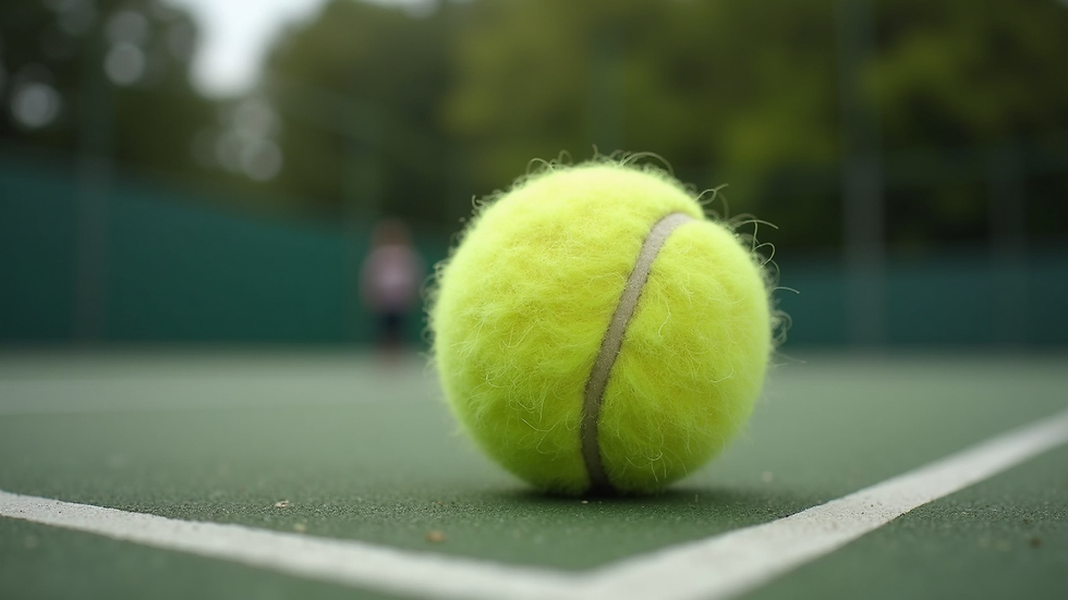 NĂŠrbilde av tennisball som treffer grusen under kamp