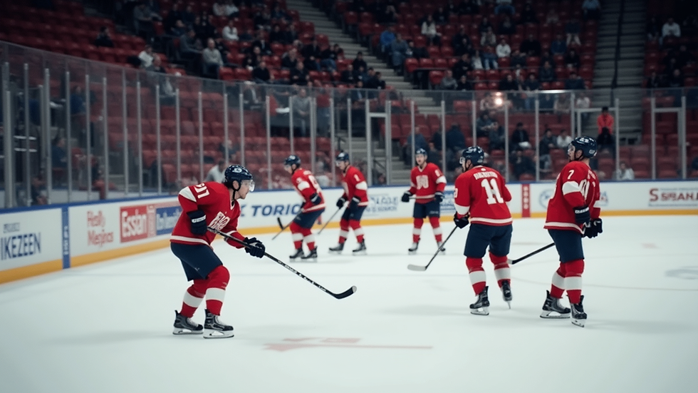 Oversiktsbilde av ishockeykamp med publikum