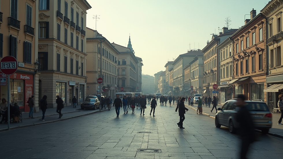 Oversiktsbilde av Napoli med trange gater og kupert terreng