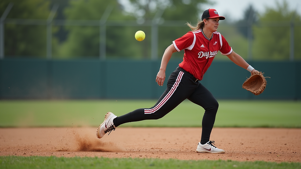 Nærbilde av softballspiller som kaster ballen under en internasjonal kamp