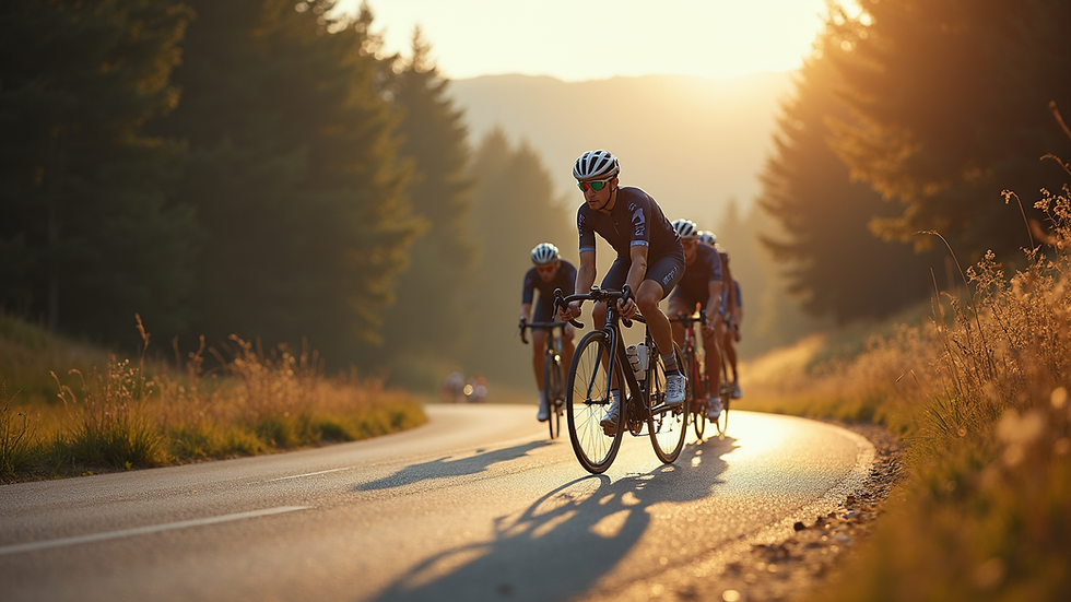 Oversiktsbilde av feltet som nærmer seg målstreken i Critérium du Dauphiné 2026