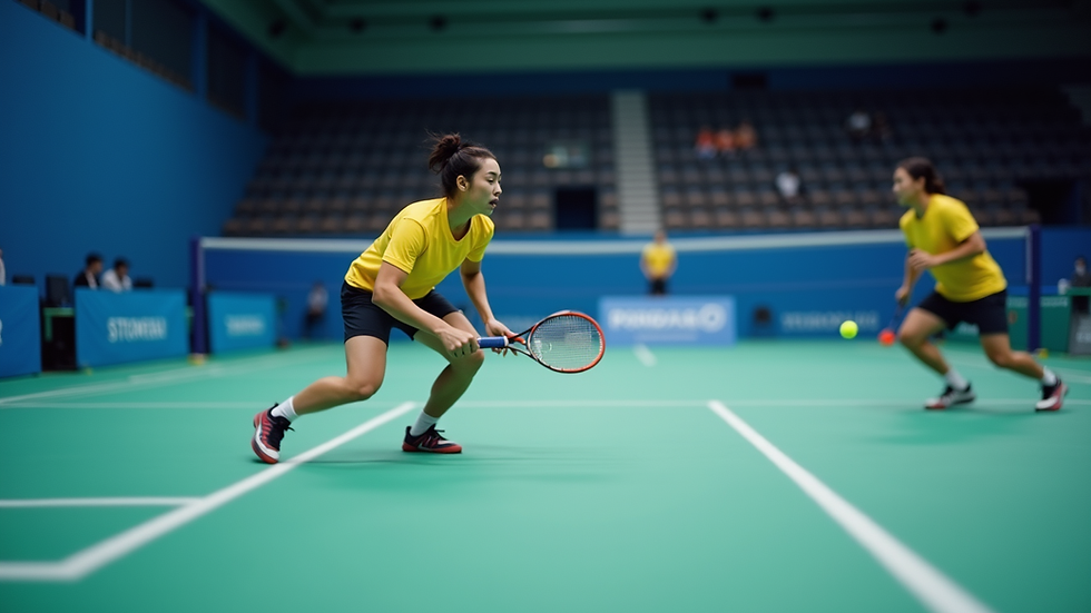 Nærbilde av bordtennisspiller som slår ballen under WTT Champions Yokohama