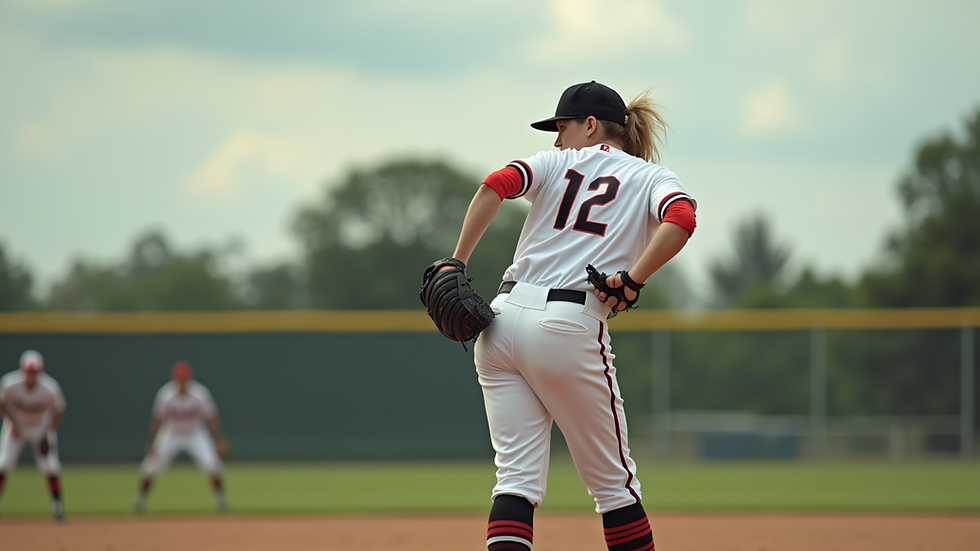 Nærbilde av softballspiller som forbereder seg til pitch i WCWS