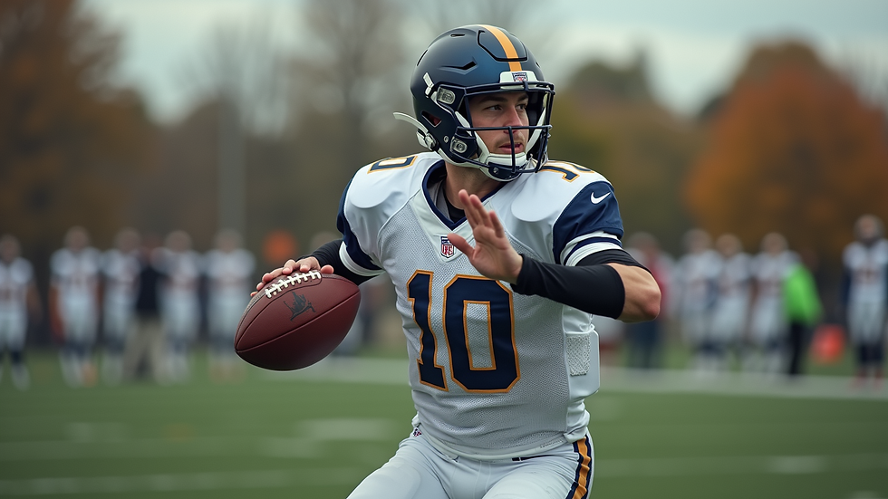 Actionbilde av quarterback som kaster ballen under kamp