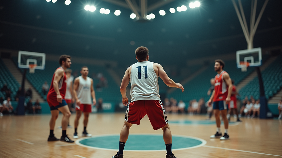 Nærbilde av basketballkamp i Bergen med intens stemning