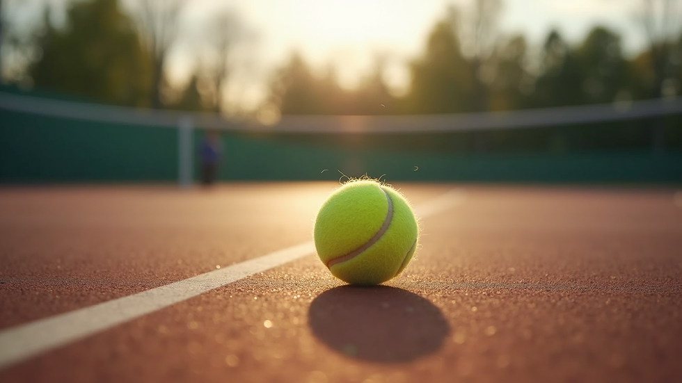 Nærbilde av tennisball på gressbane