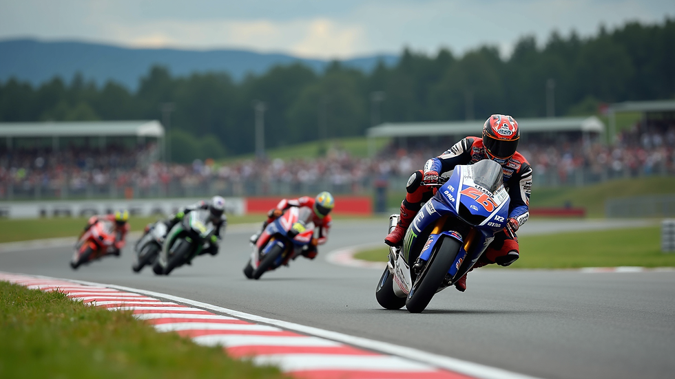 Oversiktsbilde av startfeltet i MotoGP-løpet på Mugello