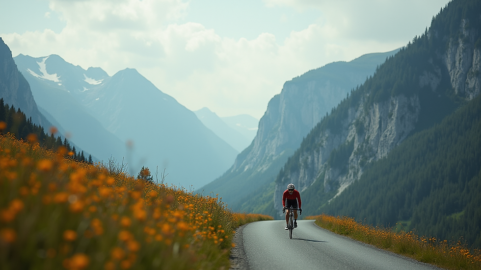 Oversiktsbilde av fjellandskap i Tour de Romandie