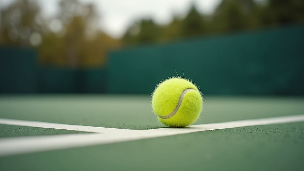 Nærbilde av tennisracket og ball på grusbane
